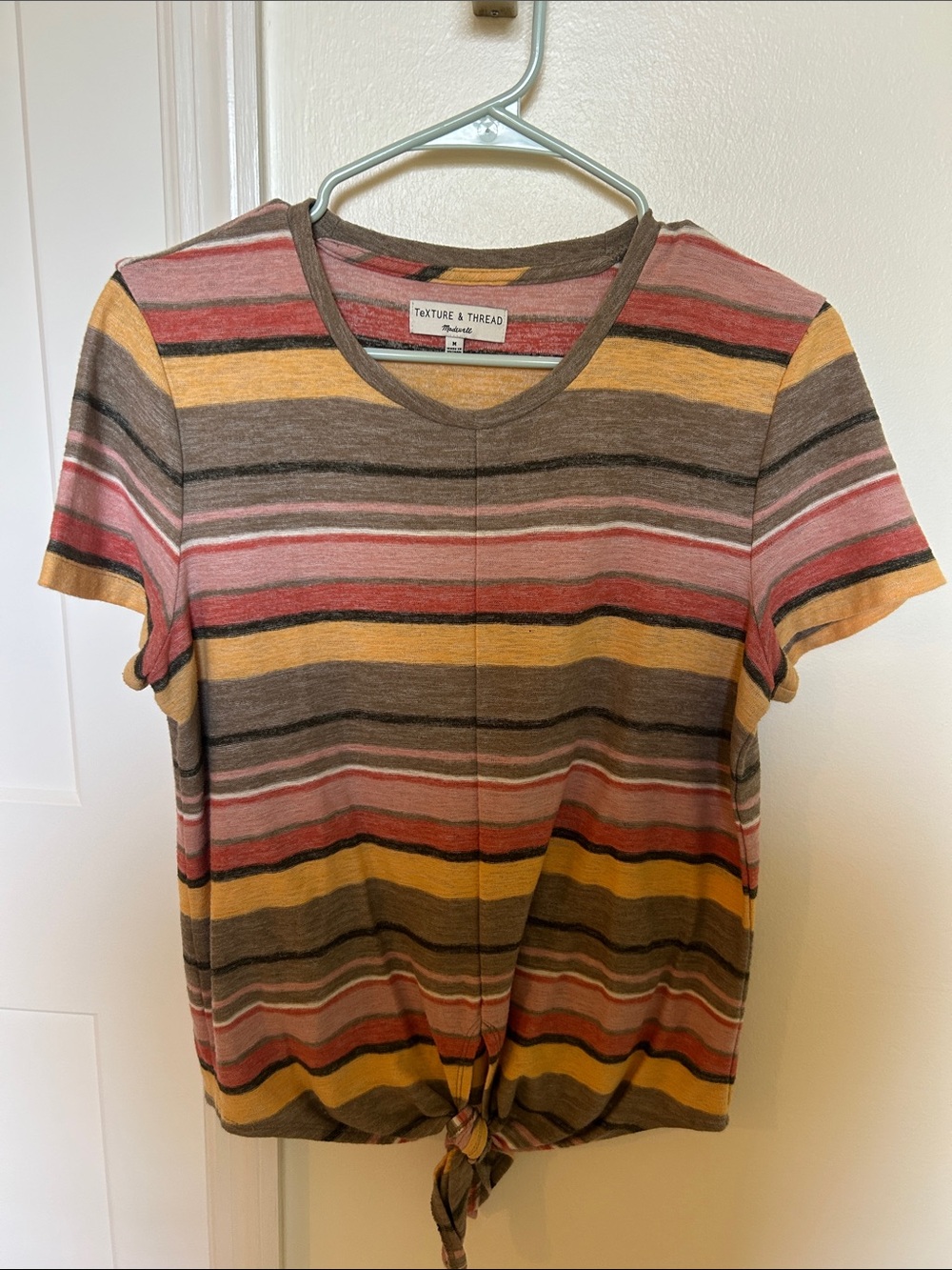 Madewell Multicolor Striped Knot-Front Tee